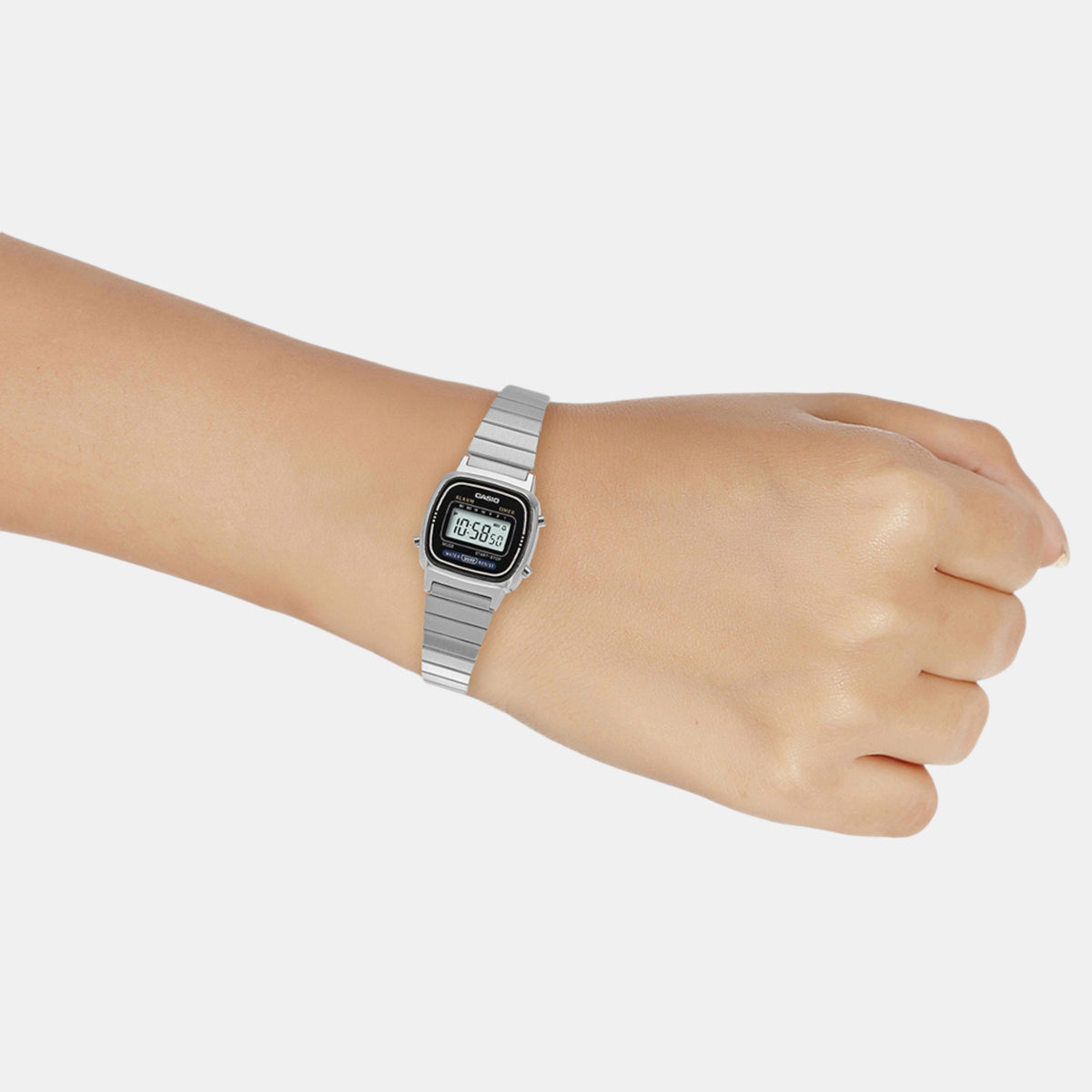 Vintage Women Quartz Black Dial Digital Stainless Steel Watch D089