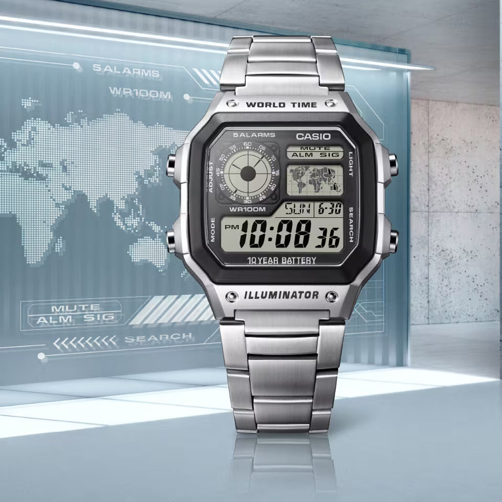 Youth Men Quartz Black Dial Digital Stainless Steel Watch D099