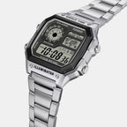 Youth Men Quartz Black Dial Digital Stainless Steel Watch D099