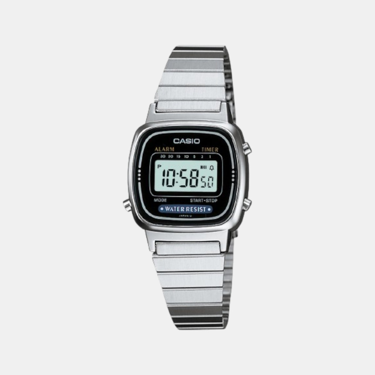 Vintage Women Quartz Black Dial Digital Stainless Steel Watch D123