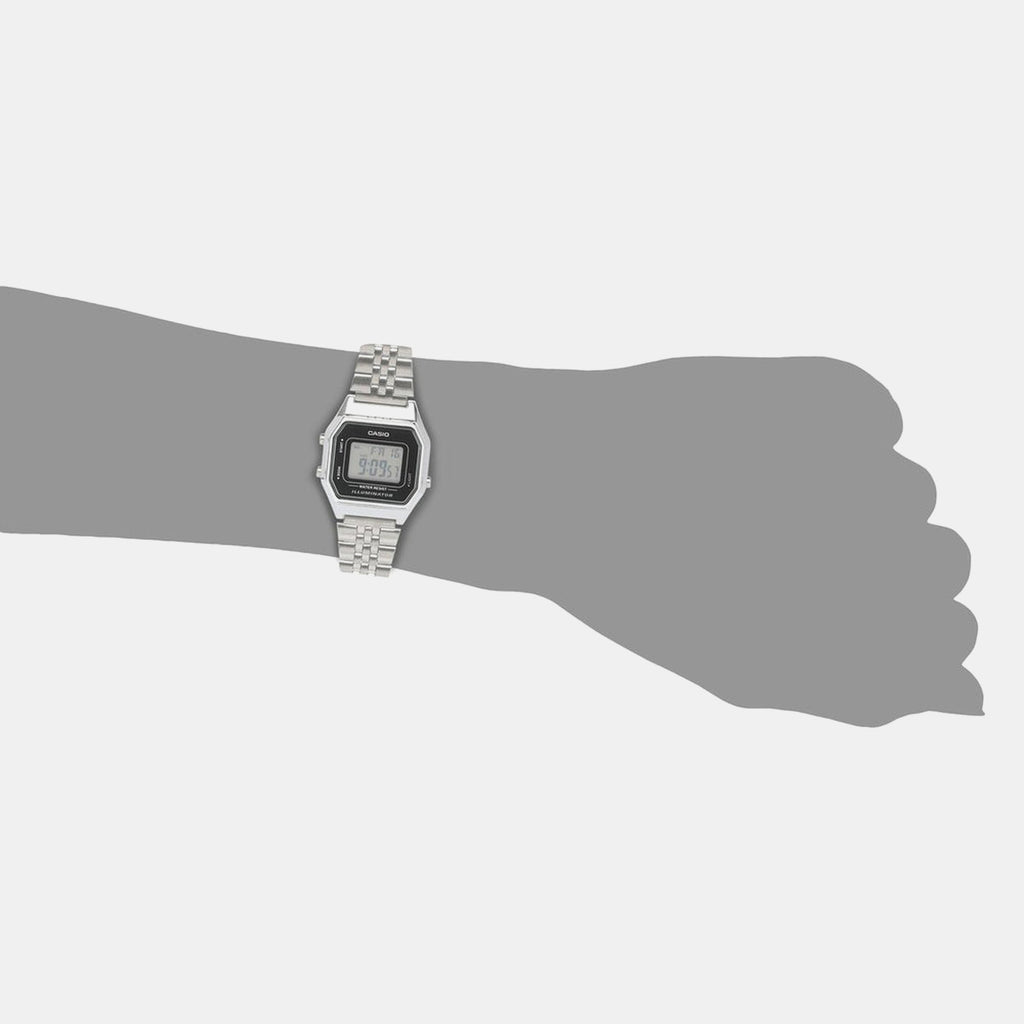 Vintage Women Quartz Black Dial Digital Stainless Steel Watch D125 LA680WA-1DF