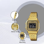 Vintage Women Quartz Multicolour Dial Digital Stainless Steel Watch D127