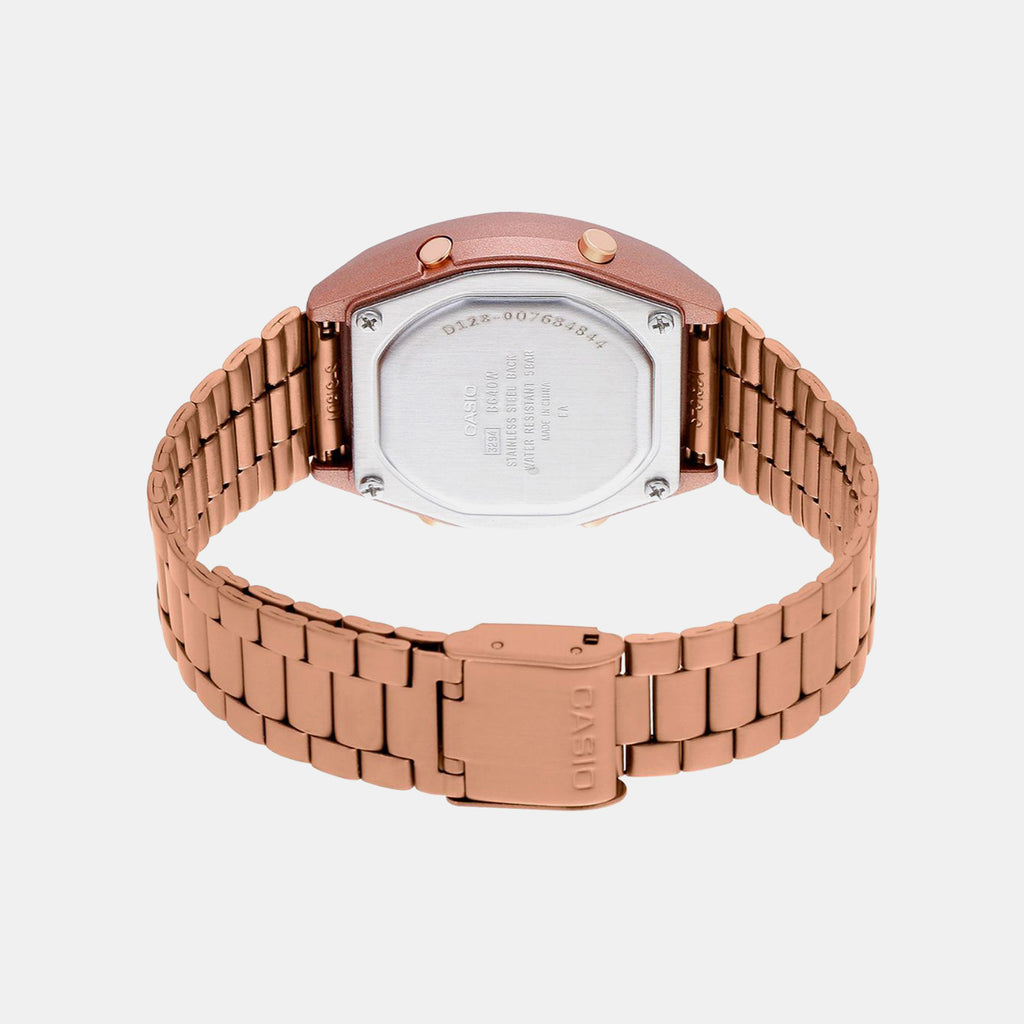 Vintage Unisex Quartz Rose Gold Dial Digital Stainless Steel Watch D128
