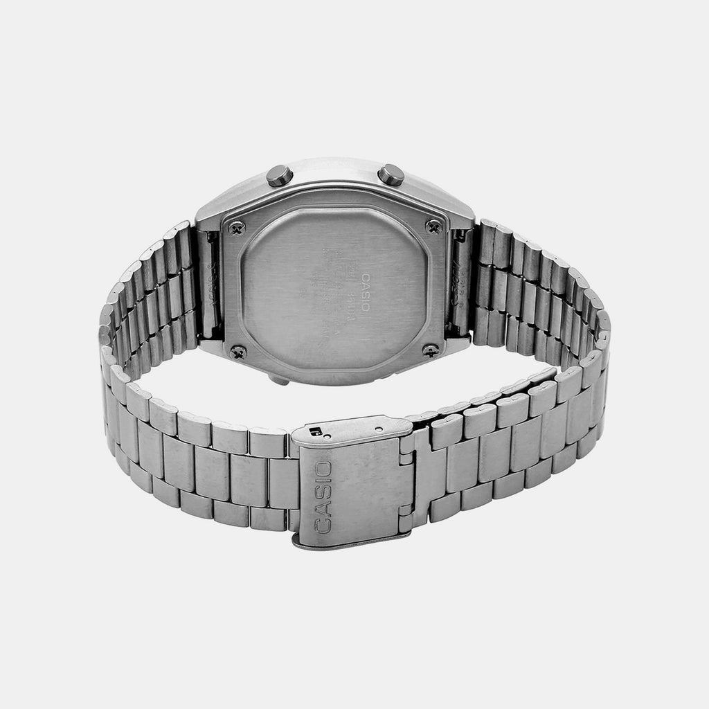 Vintage Men Quartz Black Dial Digital Stainless Steel Watch D129