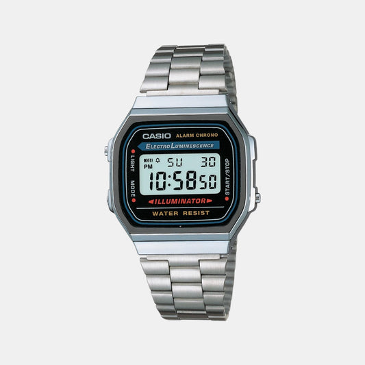 Vintage Unisex Grey Dial Digital Stainless Steel Watch D131 - A168WA-1WDF