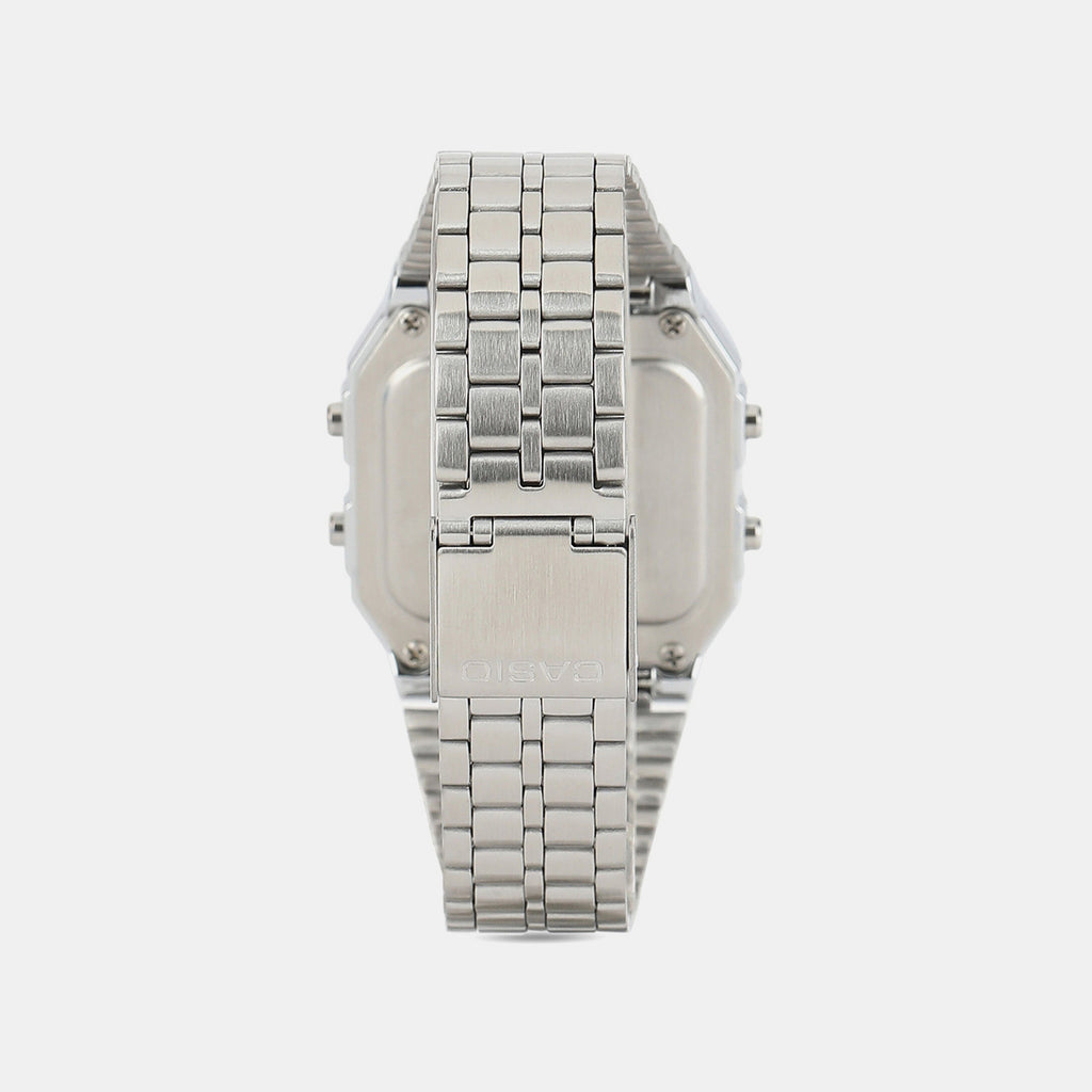 Vintage Unisex Quartz Black Dial Digital Stainless Steel Watch D133