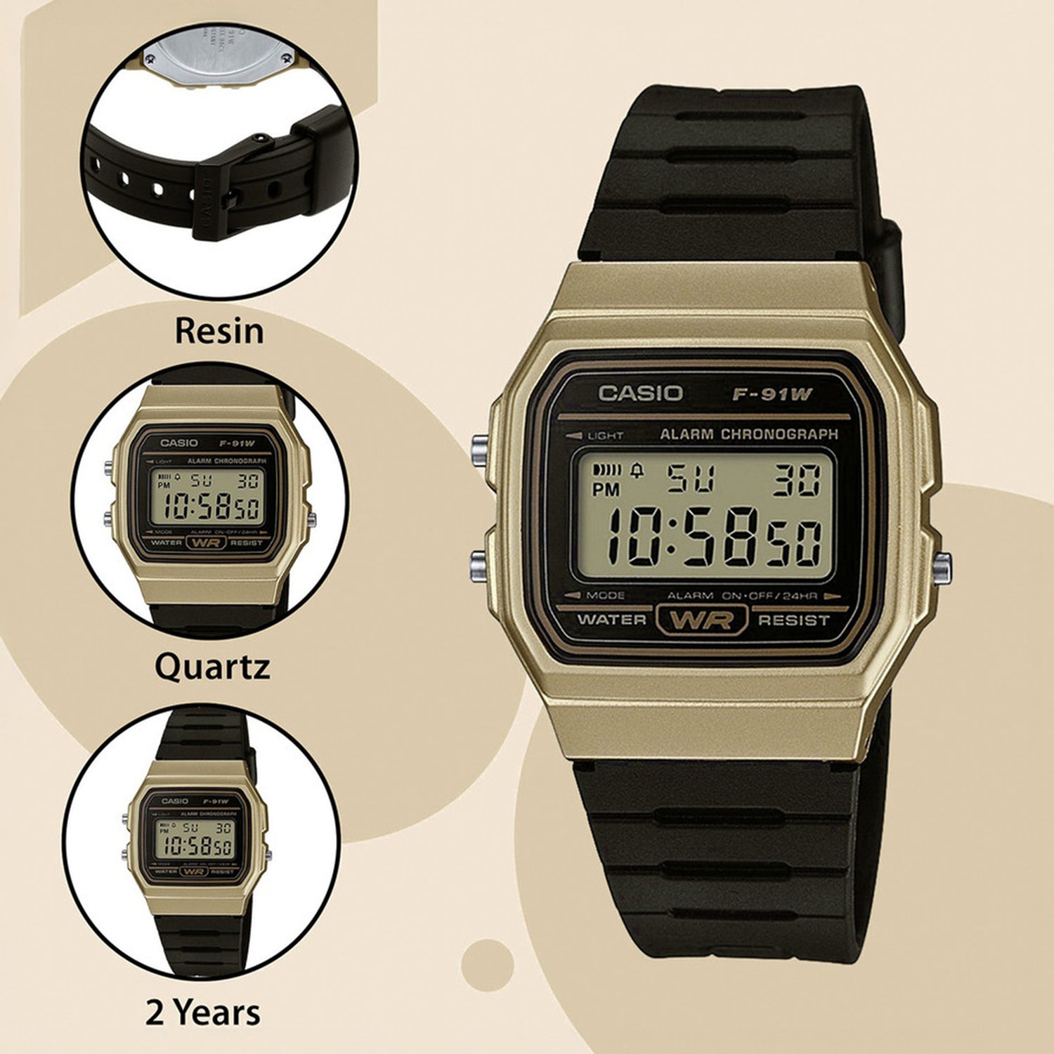 Youth Men Quartz Gold Dial Digital Resin Watch D142