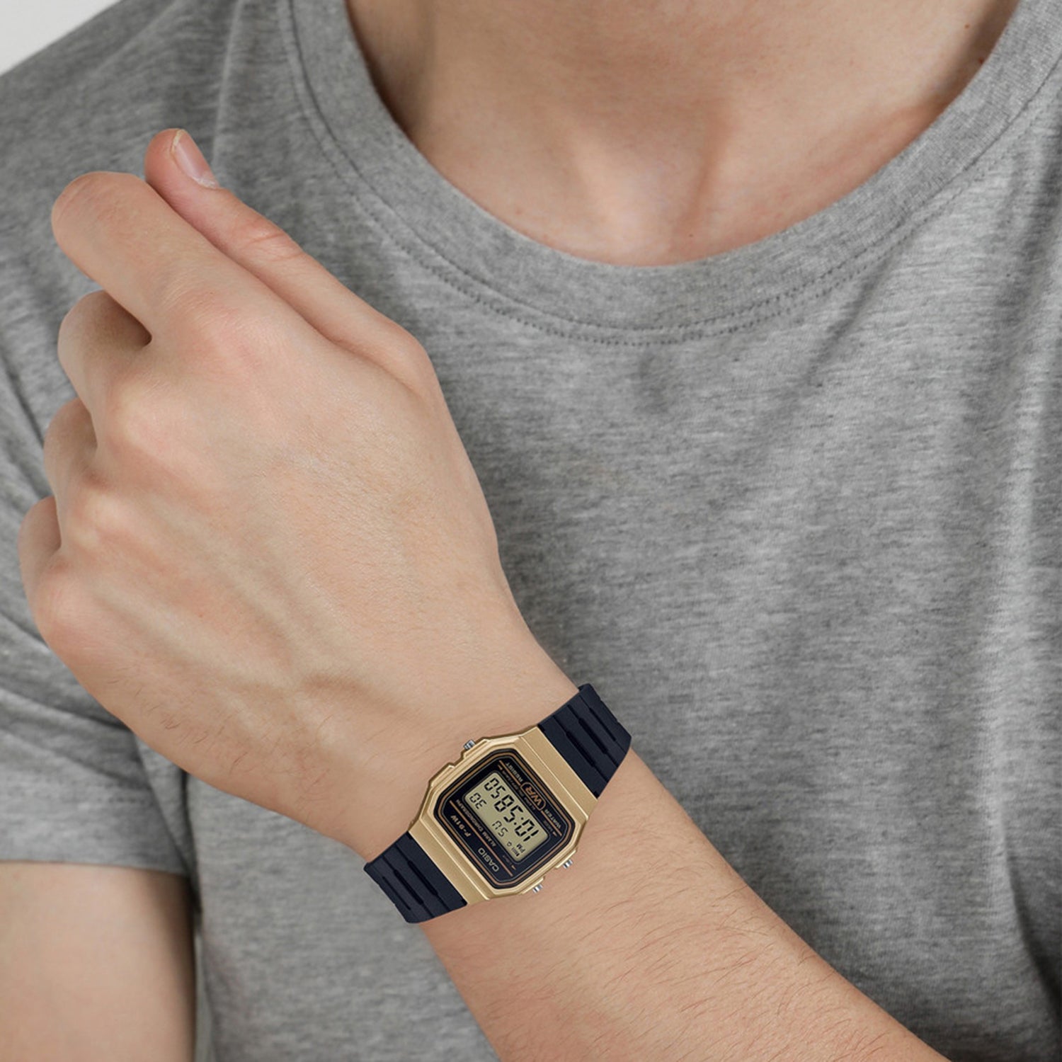 Youth Men Quartz Gold Dial Digital Resin Watch D142