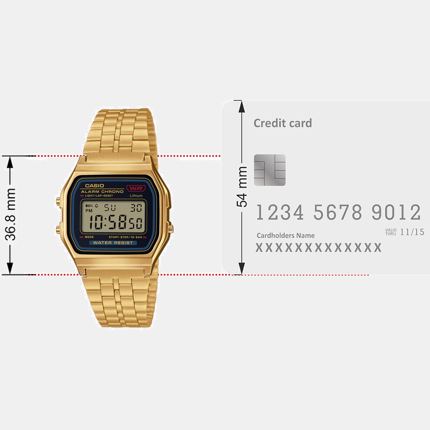 Vintage Men Quartz Gold Dial Digital Stainless Steel Watch D162