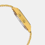 Vintage Men Quartz Gold Dial Digital Stainless Steel Watch D162