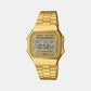 Vintage Men Quartz Gold Dial Digital Stainless Steel Watch D169