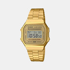 Vintage Men Quartz Gold Dial Digital Stainless Steel Watch D169