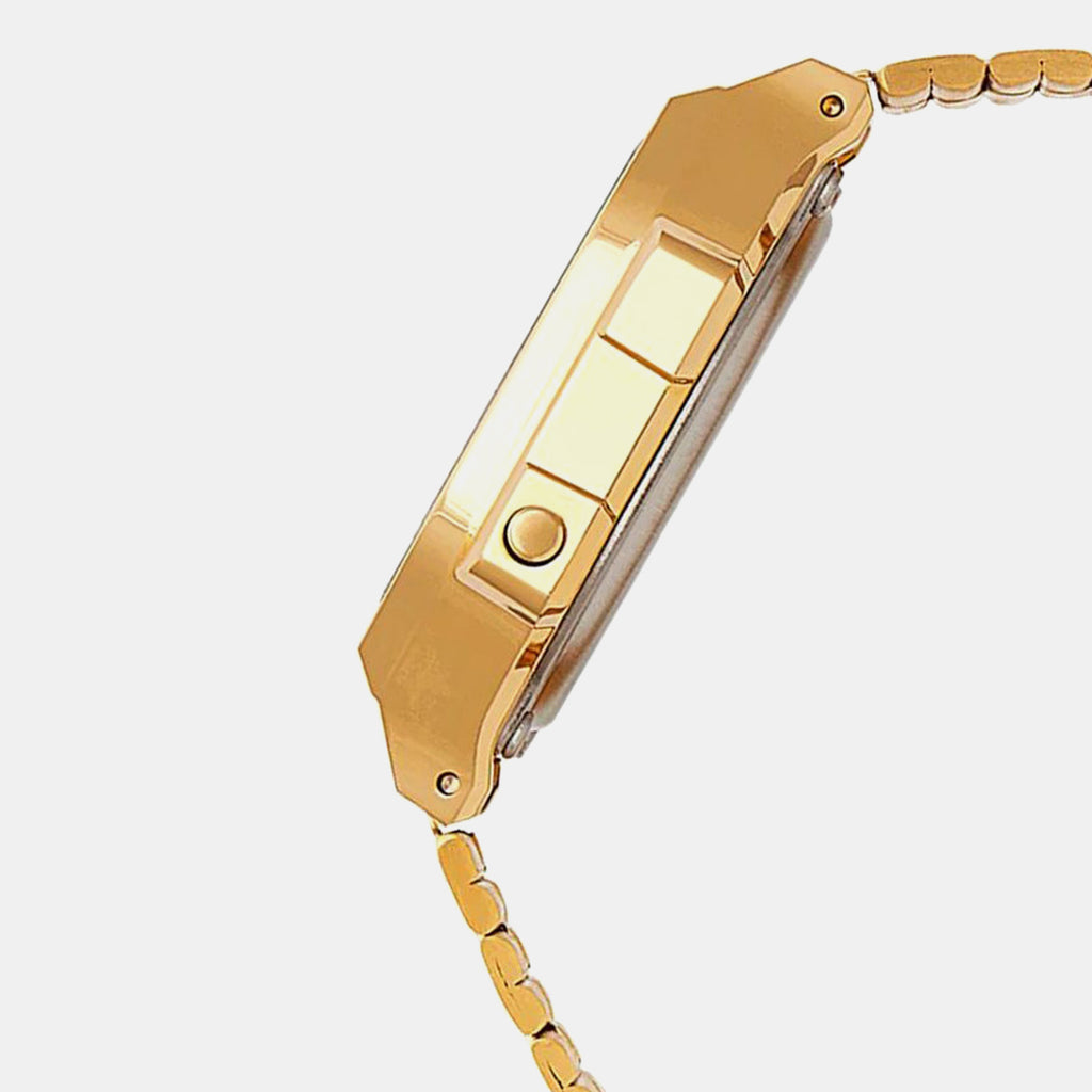 Vintage Men Quartz Gold Dial Digital Stainless Steel Watch D169