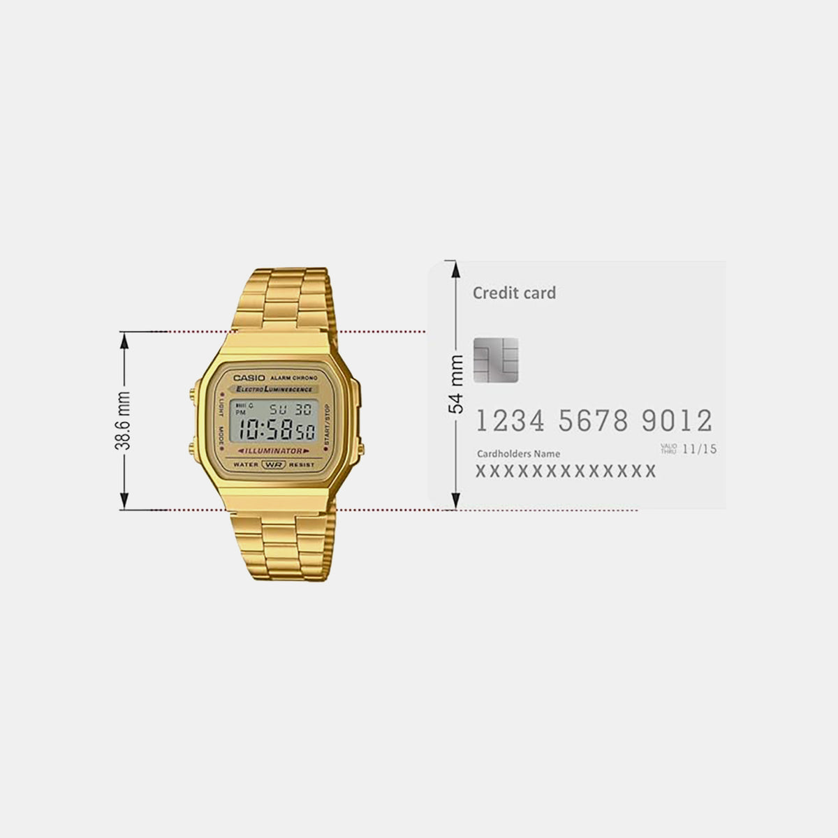 Vintage Unisex Quartz Gold Dial Digital Stainless Steel Watch D169