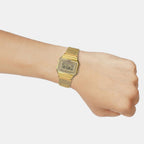 Vintage Unisex Quartz Gold Dial Digital Stainless Steel Watch D171