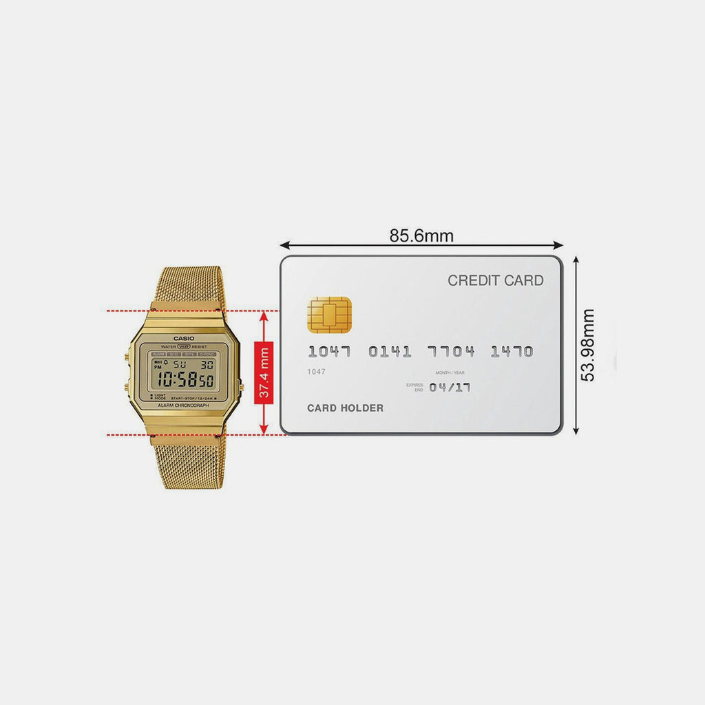 Vintage Unisex Quartz Gold Dial Digital Stainless Steel Watch D171