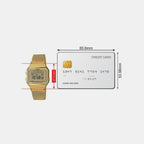Vintage Unisex Quartz Gold Dial Digital Stainless Steel Watch D171