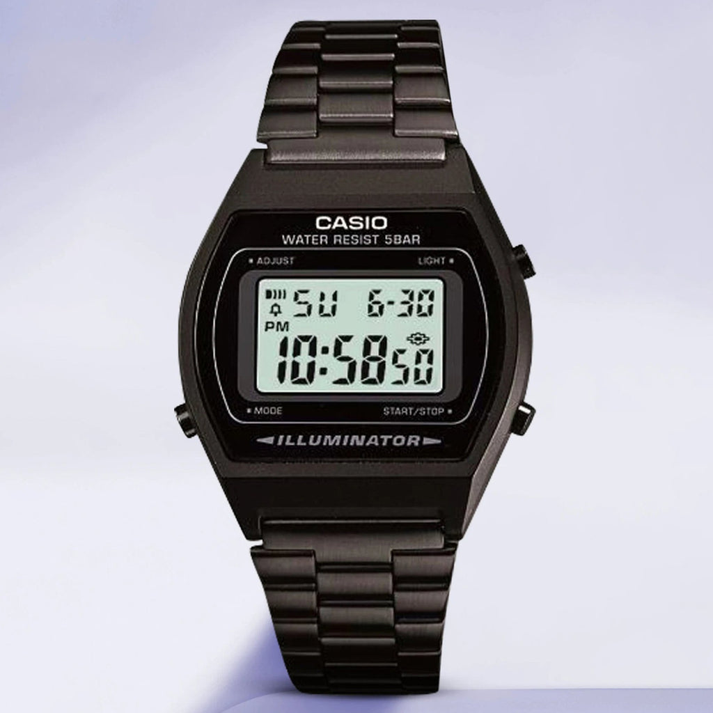 Vintage  Unisex Quartz Black Dial Digital Stainless Steel Watch D180