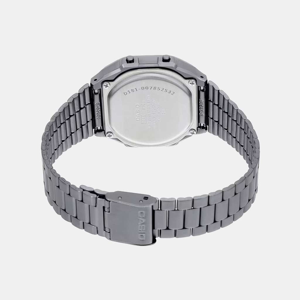 Vintage  Unisex Quartz Black Dial Digital Stainless Steel Watch D181