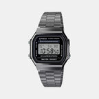 Vintage Unisex Quartz Black Dial Digital Stainless Steel Watch D181