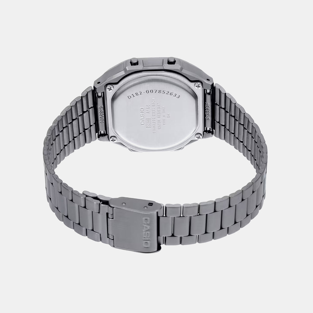 Vintage Unisex Quartz Black Dial Digital Stainless Steel Watch D182