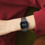 Vintage Unisex Quartz Black Dial Digital Stainless Steel Watch D182