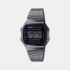 Vintage Unisex Quartz Black Dial Digital Stainless Steel Watch D182