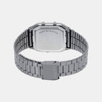 Vintage Unisex Quartz Black Dial Analog-Digital Stainless Steel Watch D183