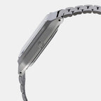 Vintage Unisex Quartz Black Dial Analog-Digital Stainless Steel Watch D184
