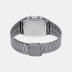 Vintage Unisex Quartz Black Dial Analog-Digital Stainless Steel Watch D184