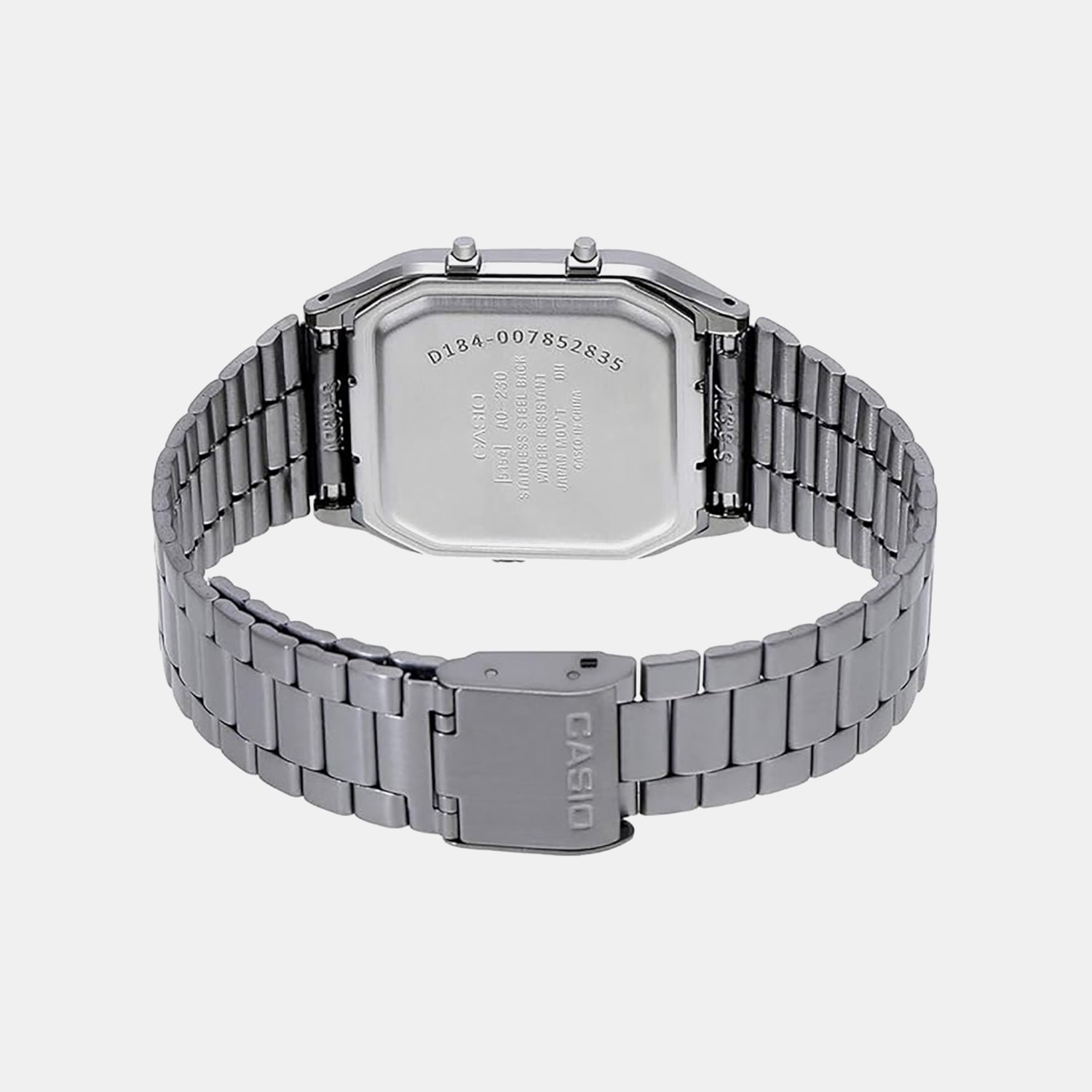 Vintage Unisex Quartz Black Dial Analog-Digital Stainless Steel Watch D184