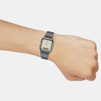 Vintage Unisex Quartz Black Dial Analog-Digital Stainless Steel Watch D184