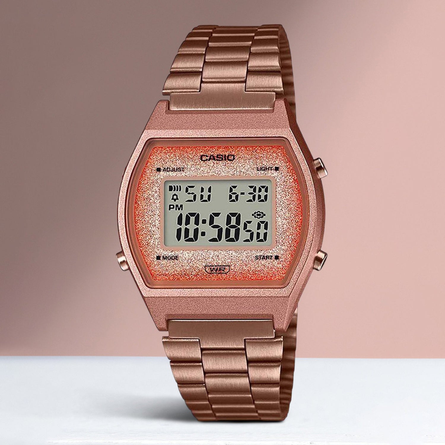 Vintage Unisex Quartz Rose Gold Dial Digital Stainless Steel Watch D187