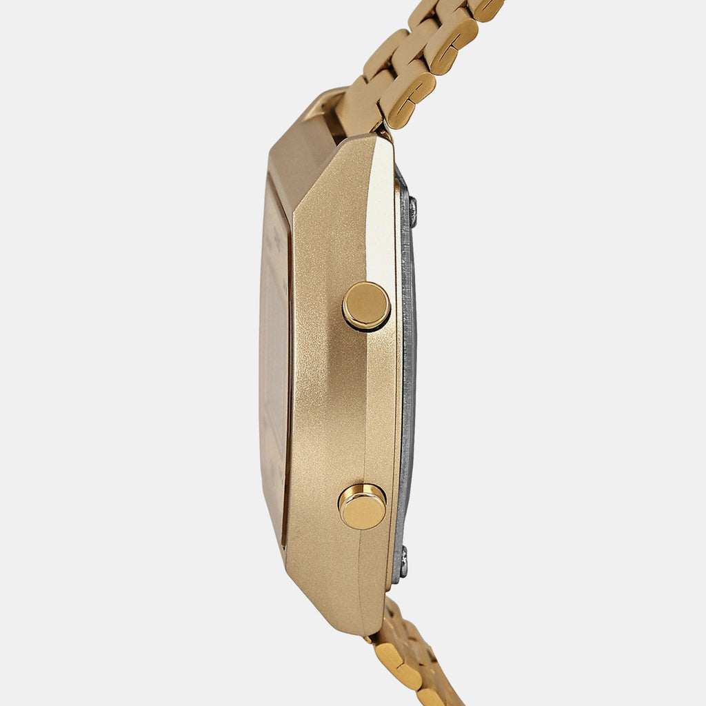 Vintage Unisex Quartz Gold Dial Digital Stainless Steel Watch D188