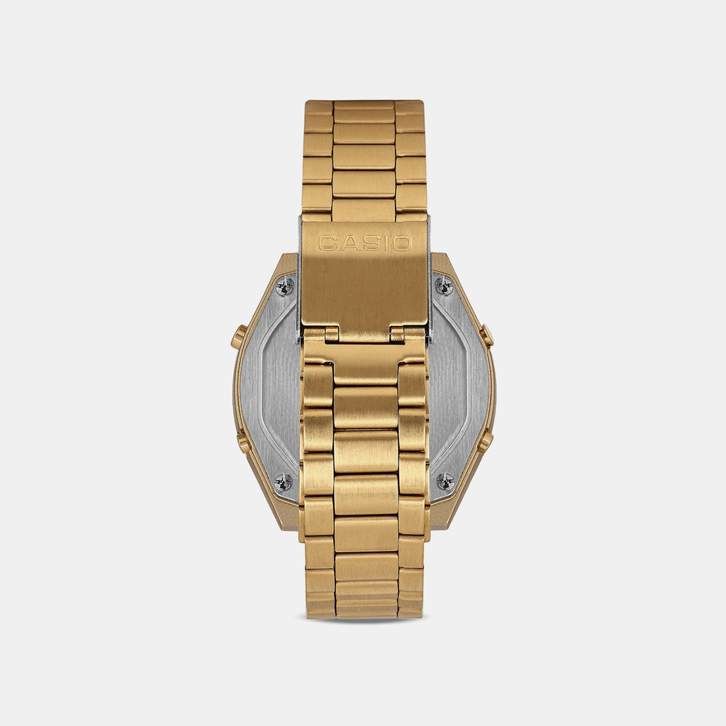 Vintage Unisex Quartz Gold Dial Digital Stainless Steel Watch D188