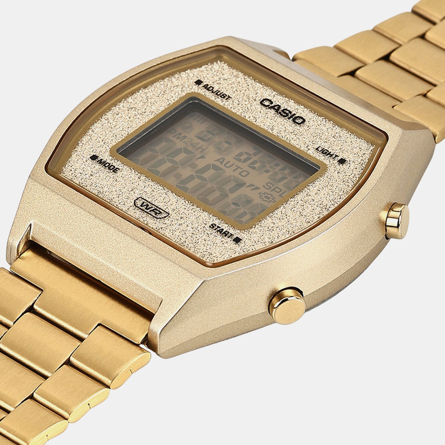 Vintage Unisex Quartz Gold Dial Digital Stainless Steel Watch D188