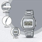 Vintage Unisex Quartz Silver Dial Digital Stainless Steel Watch D193