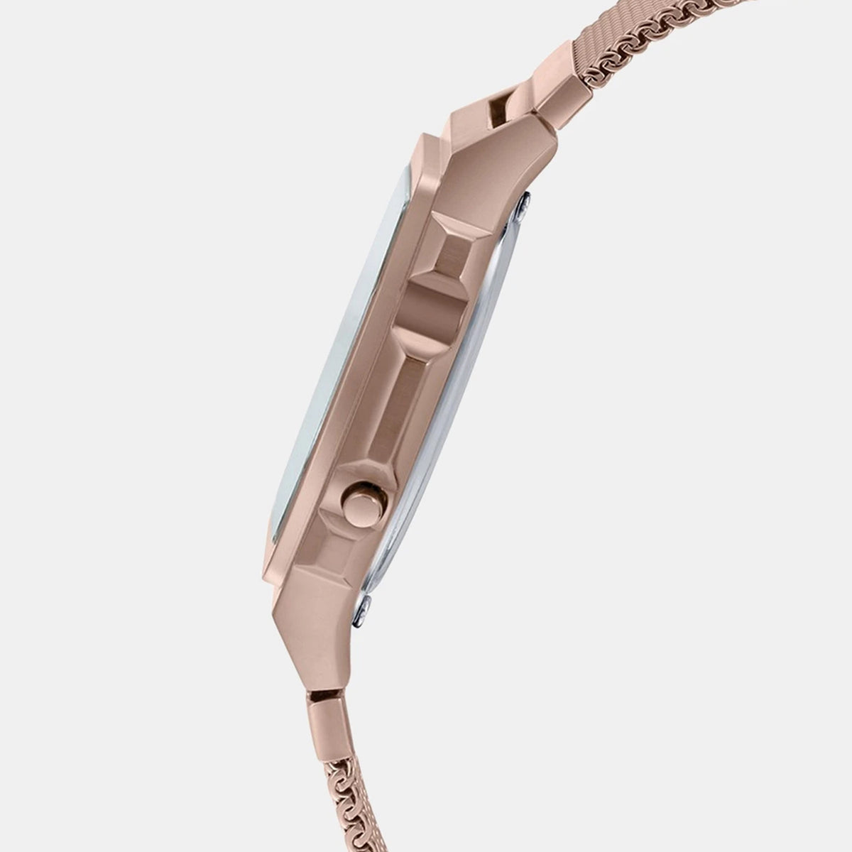 Vintage Unisex Quartz Rose Gold Dial Digital Mesh Watch D195