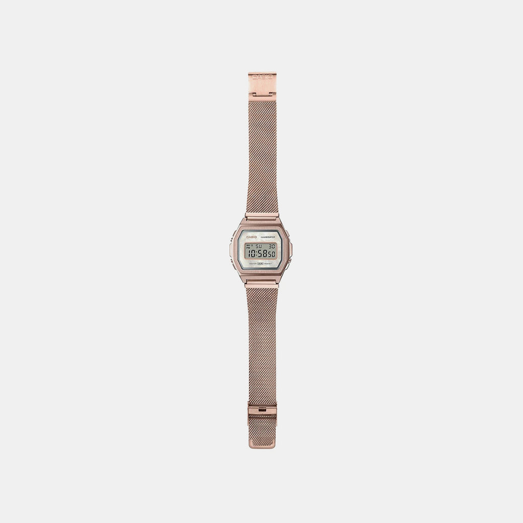 Vintage Unisex Quartz Rose Gold Dial Digital Stainless Steel Watch D195