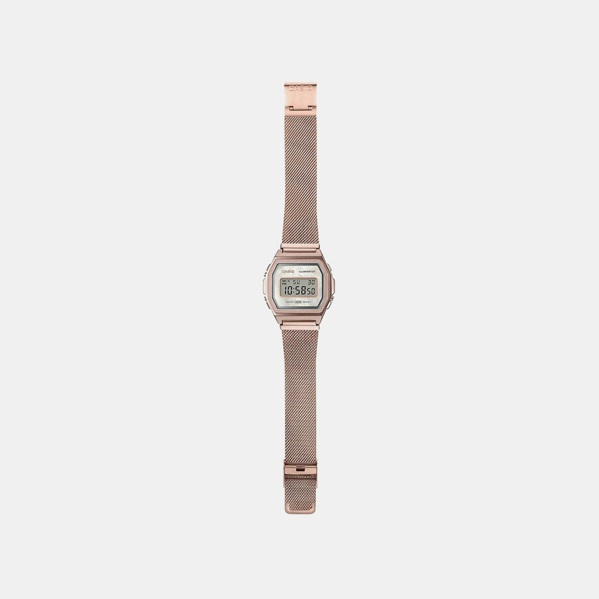Vintage Unisex Quartz Rose Gold Dial Digital Mesh Watch D195