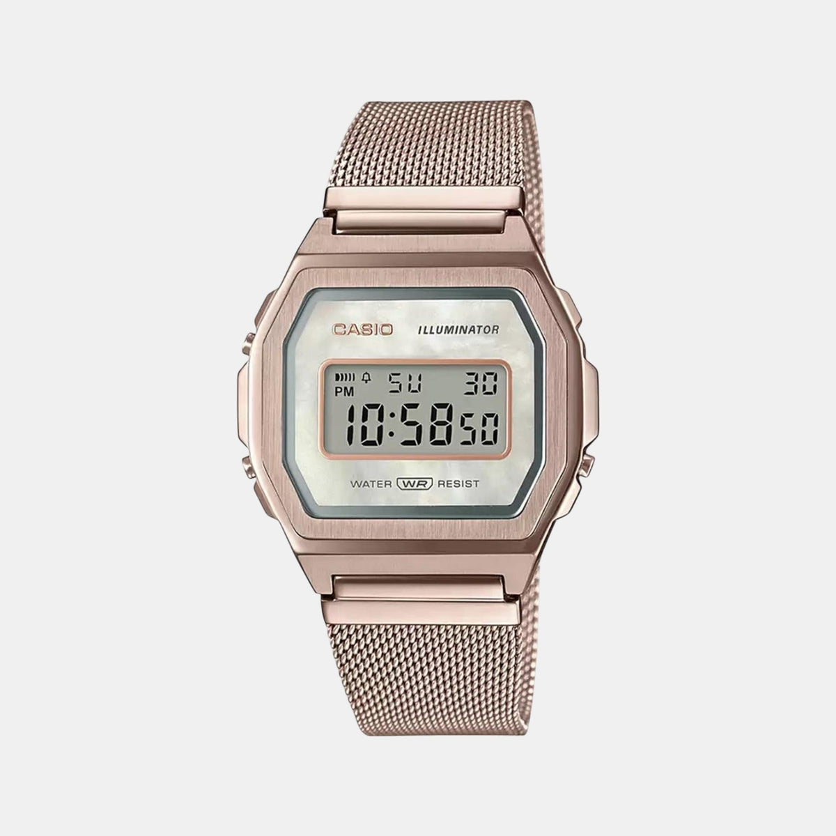 Vintage Unisex Quartz Rose Gold Dial Digital Mesh Watch D195