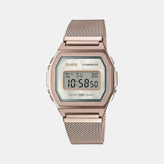 Vintage Unisex Quartz Rose Gold Dial Digital Mesh Watch D195