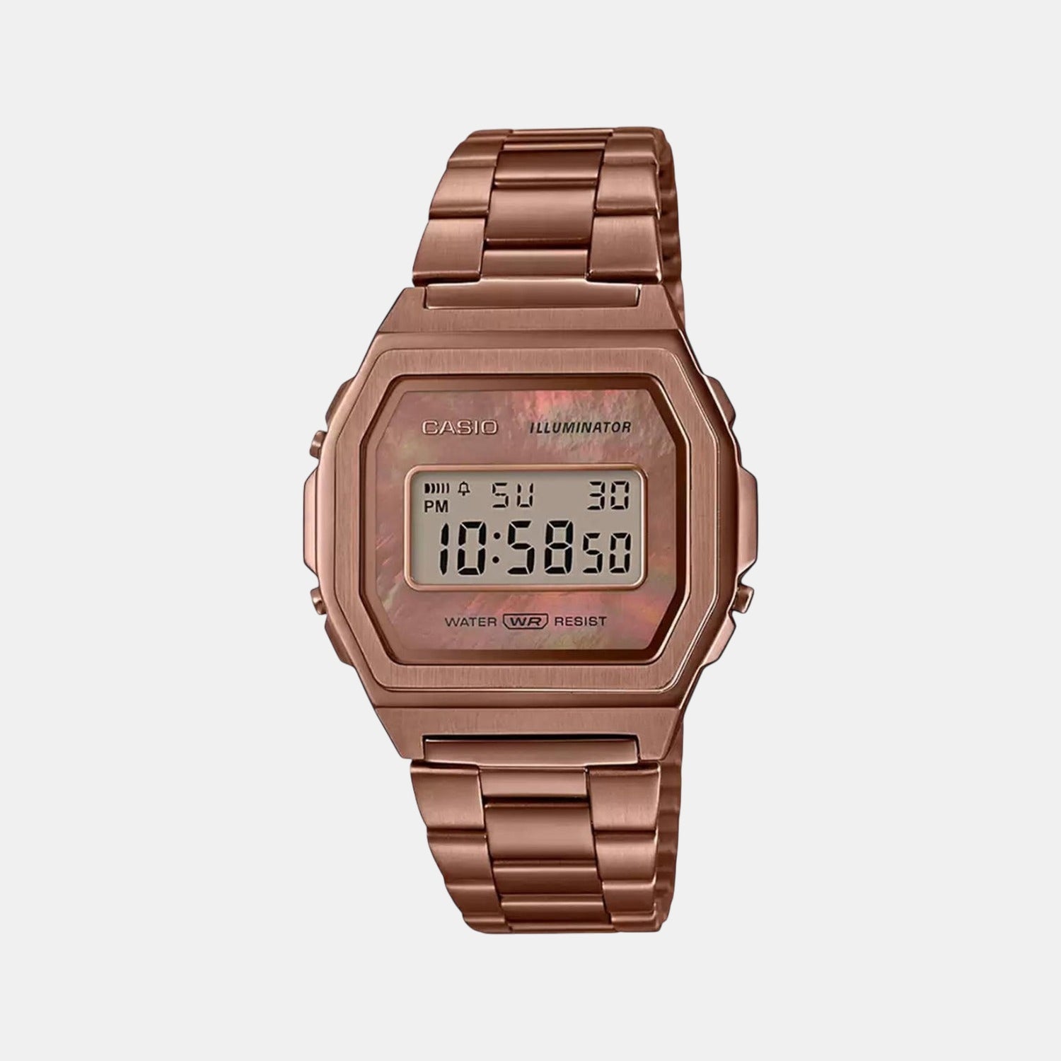 Vintage Unisex Quartz Rose Gold Dial Digital Stainless Steel Watch D197