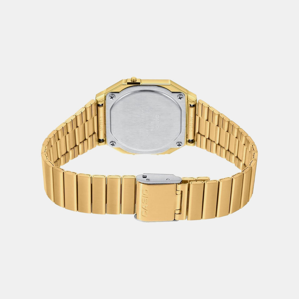Vintage  Unisex Quartz Gold Dial Digital Stainless Steel Watch D198