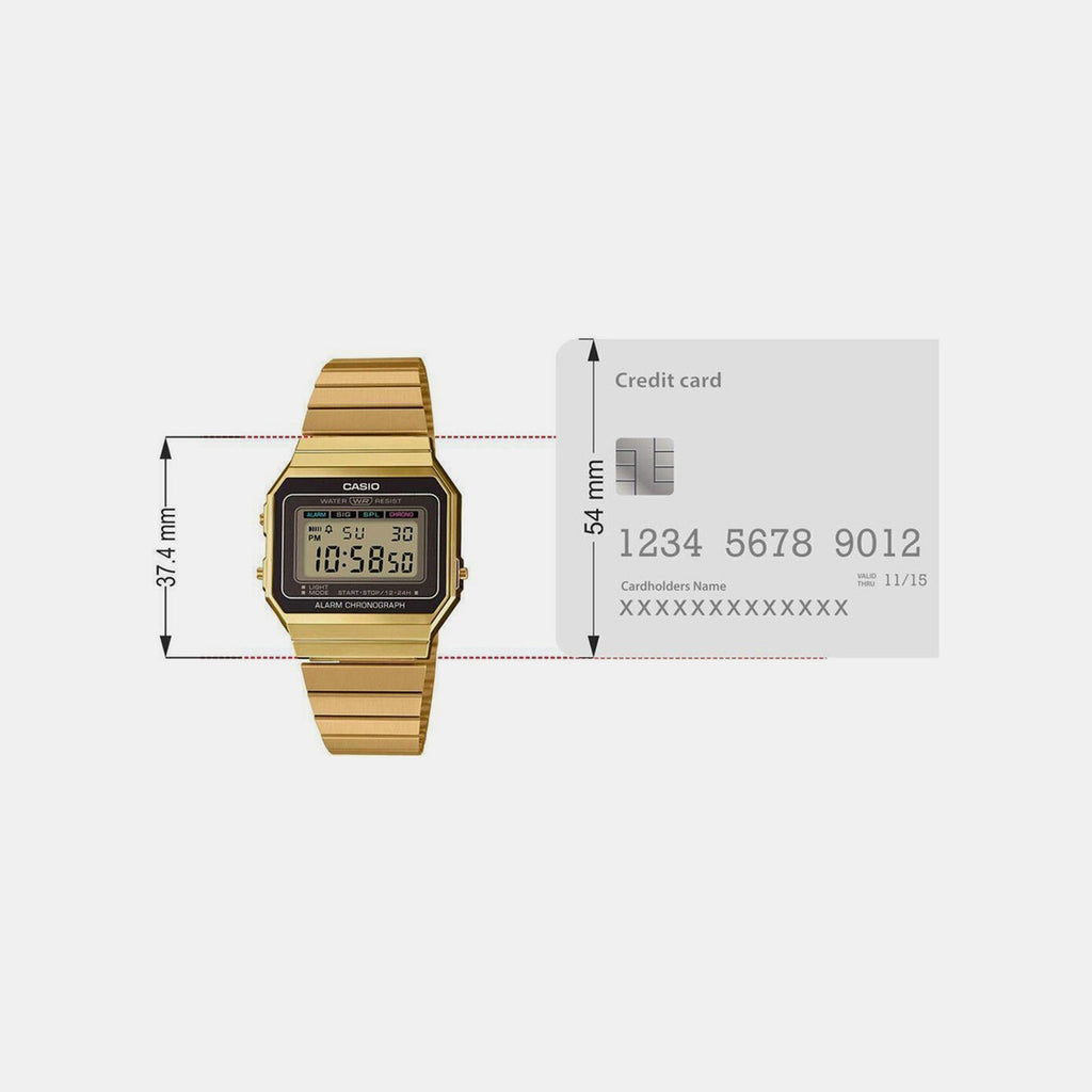 Vintage  Unisex Quartz Gold Dial Digital Stainless Steel Watch D198