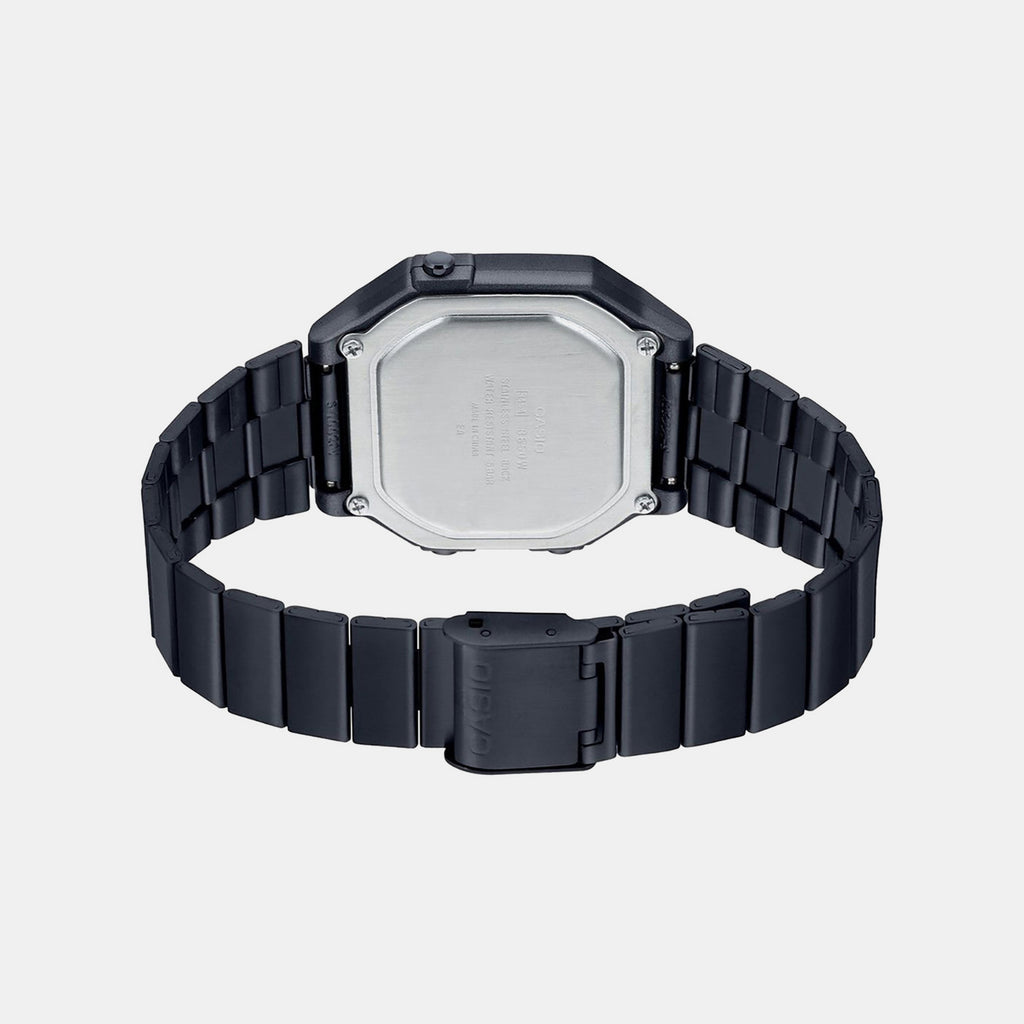 Vintage  Unisex Quartz Black Dial Digital Stainless Steel Watch D199