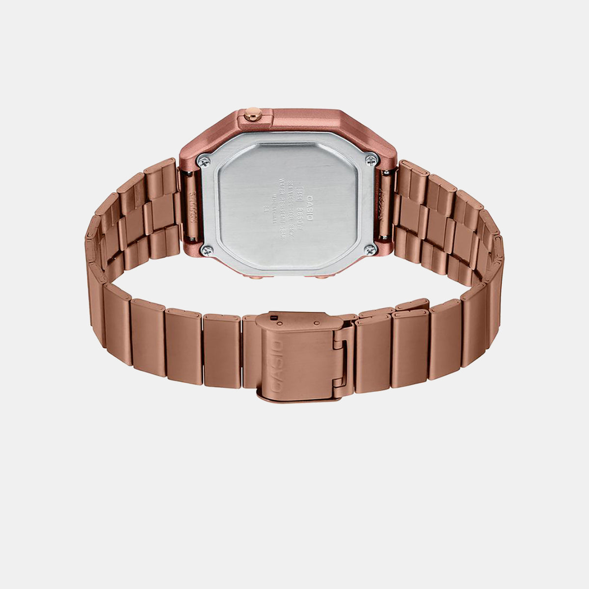 Vintage Unisex Quartz Rose Gold Dial Digital Stainless Steel Watch D200