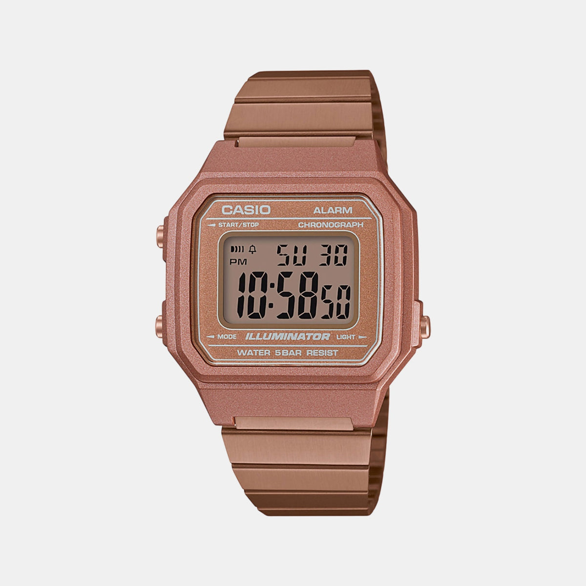 Vintage Unisex Quartz Rose Gold Dial Digital Stainless Steel Watch D200