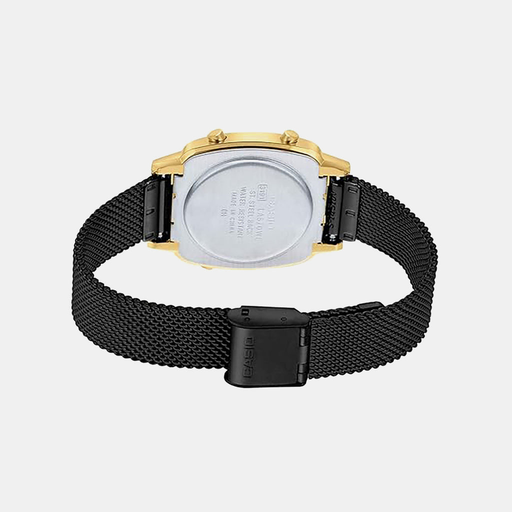 Vintage Women Quartz Black Dial Digital Stainless Steel Watch D201