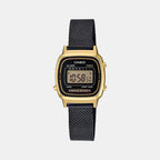 Vintage Women Quartz Black Dial Digital Stainless Steel Watch D201